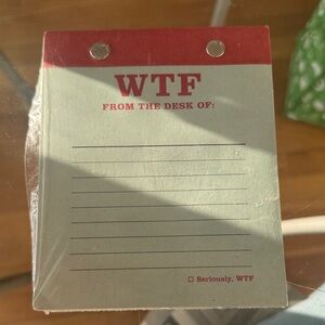 ⭐️NWT⭐️WTF Red & White Desk Notepad - Novelty Office Notepad